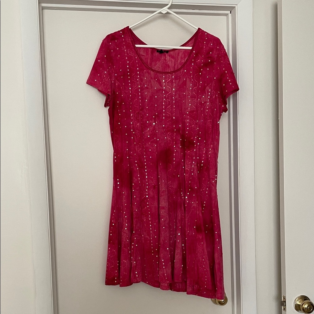 Sami & Jo Fuchsia Mini Dress with Glitter Accents